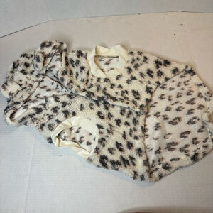 Grayson Pup Short Sleeve Sherpa Leopard Print Dog Hoodie Light Beige Size Large